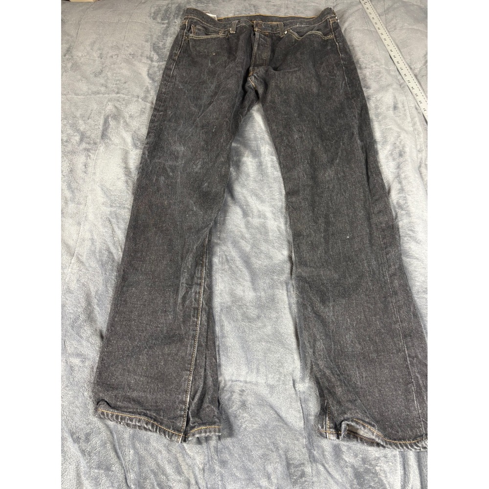 Levis 501 Original Fit Mens Jeans W36 L36 Black Denim Straight Leg Button Fly